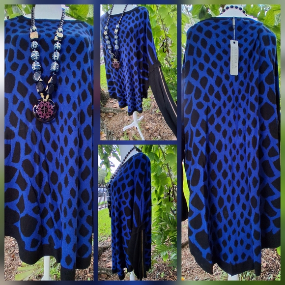 🔥NWT SWEATER OVERSIZED ANIMAL PRINT Crew Neck TUNIC LARGE & FREE GIFT - Picture 1 of 9